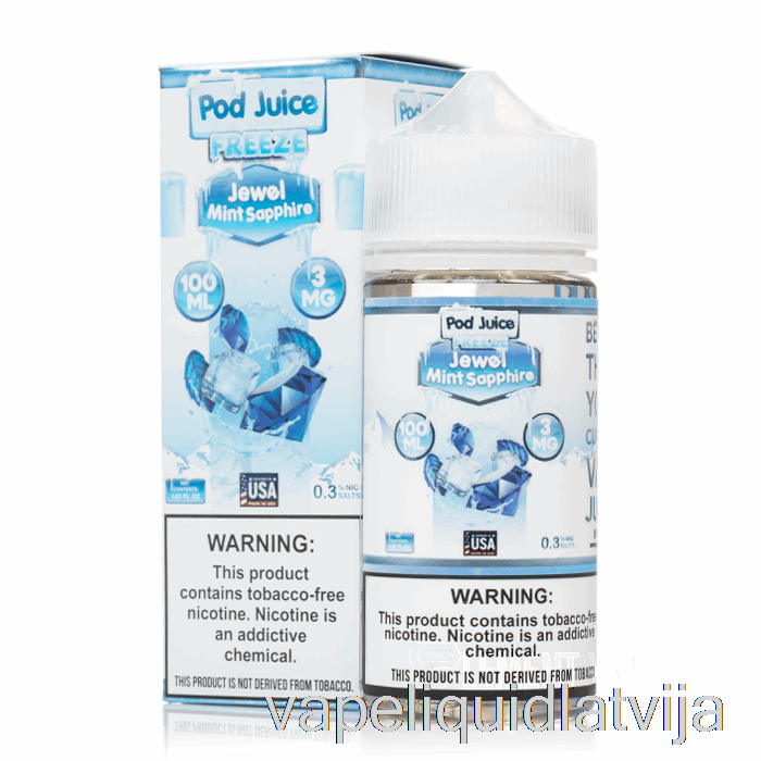 Freeze Jewel Piparmētru Safīra - Pāksts Sula - 100ml 3mg Vape šķidrums